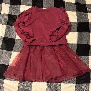 Blueberi boulevard Girls Maroon Burgundy Dress with Tulle Skirt size 6